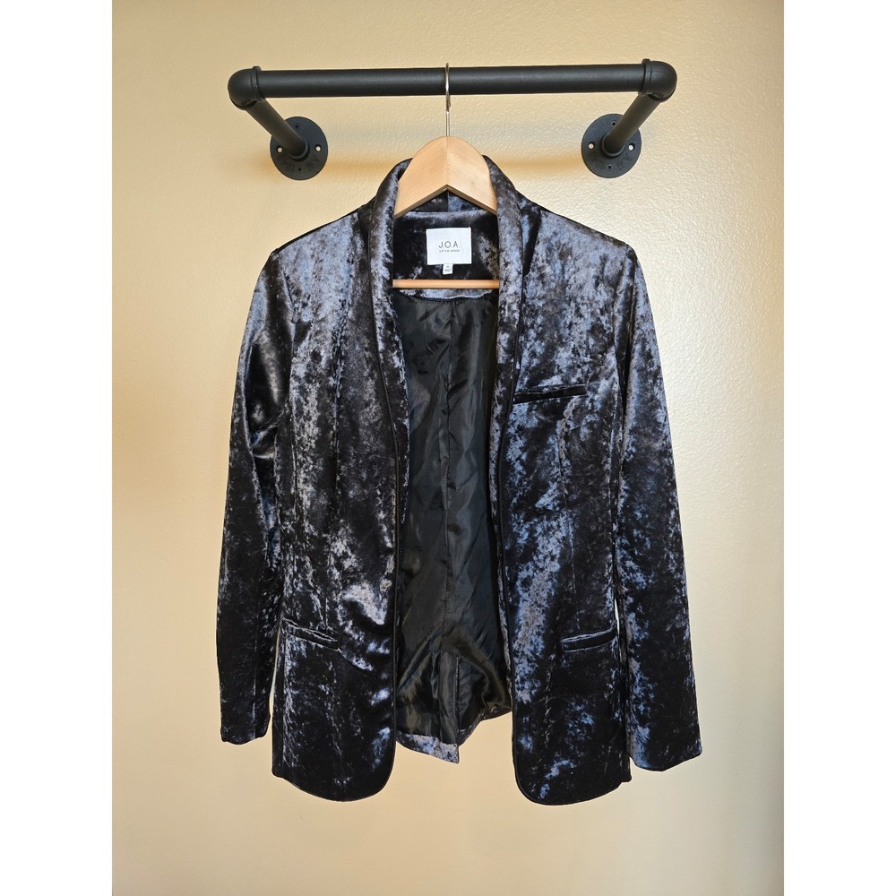 JOA crushed velvet tuxedo blazer in blue‎ women's size XS